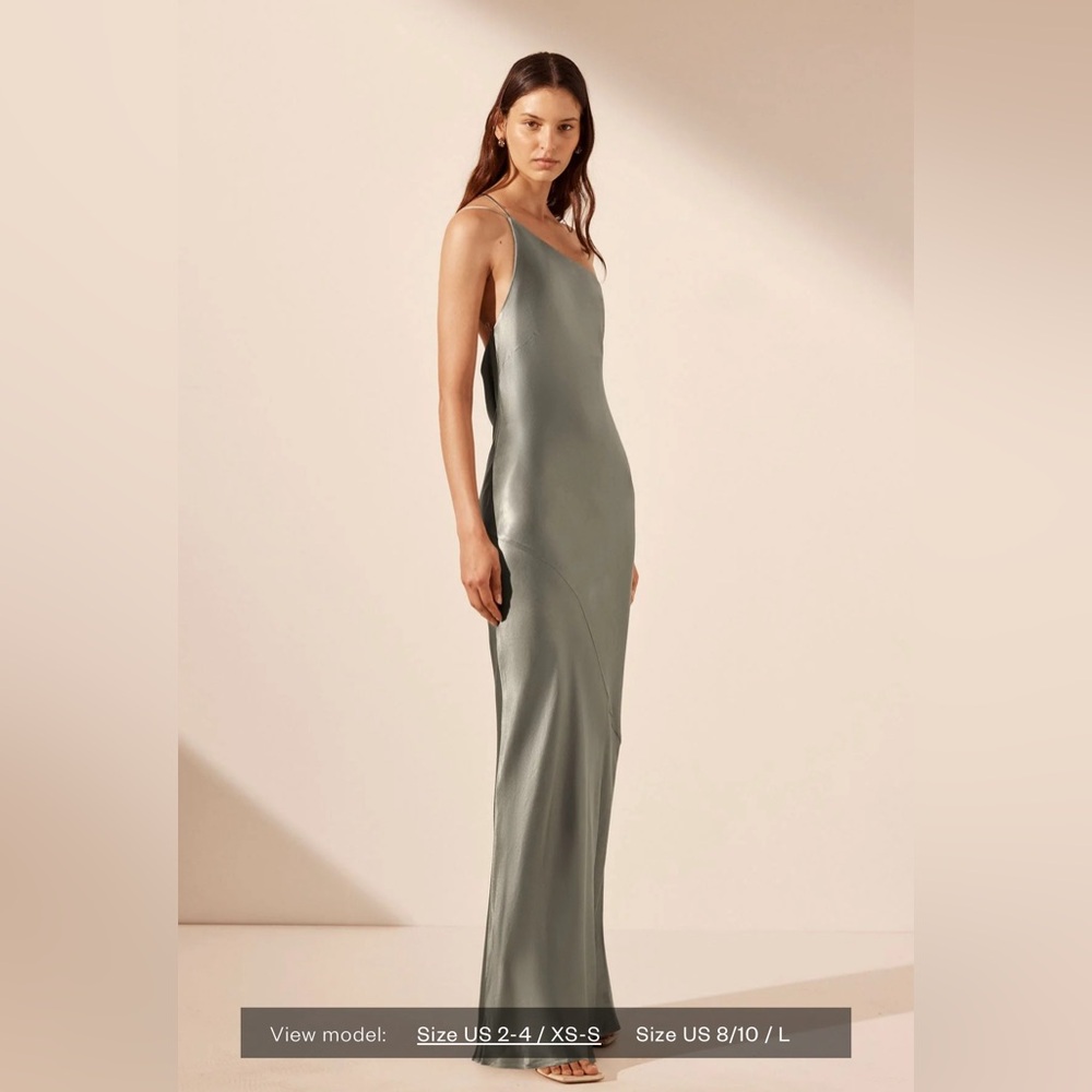 La Lune One Shoulder Cowl Back Maxi Dress - Sage